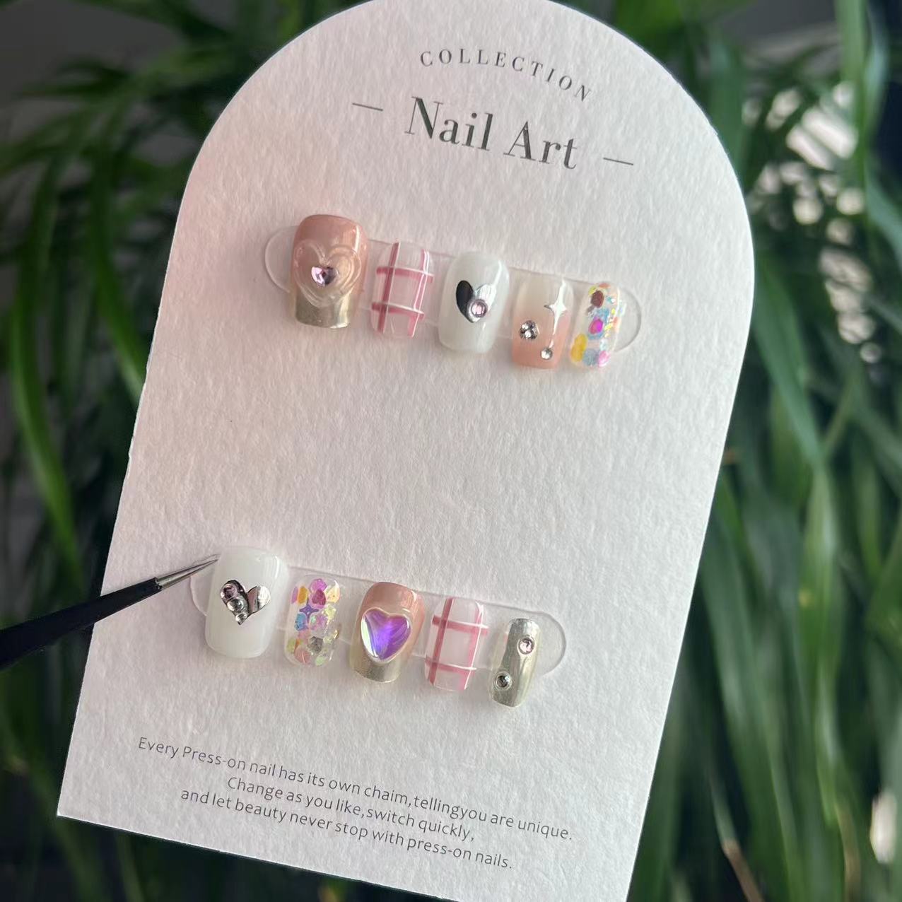 Nail Art Pink - 10 stuks zomerse frisse handgemaakte nageltips