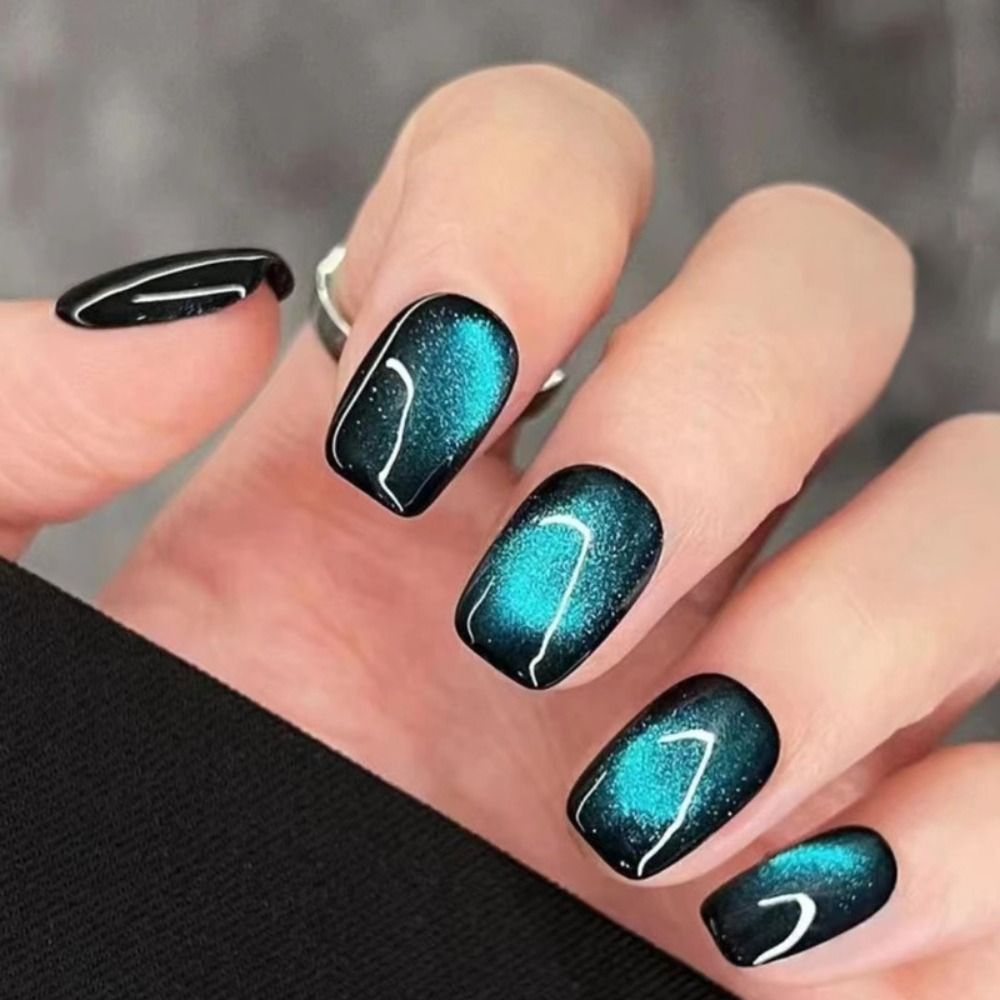 Nail Art Full Cat Eye - 24 stuks herbruikbare kattenoog opzetnagels glitter