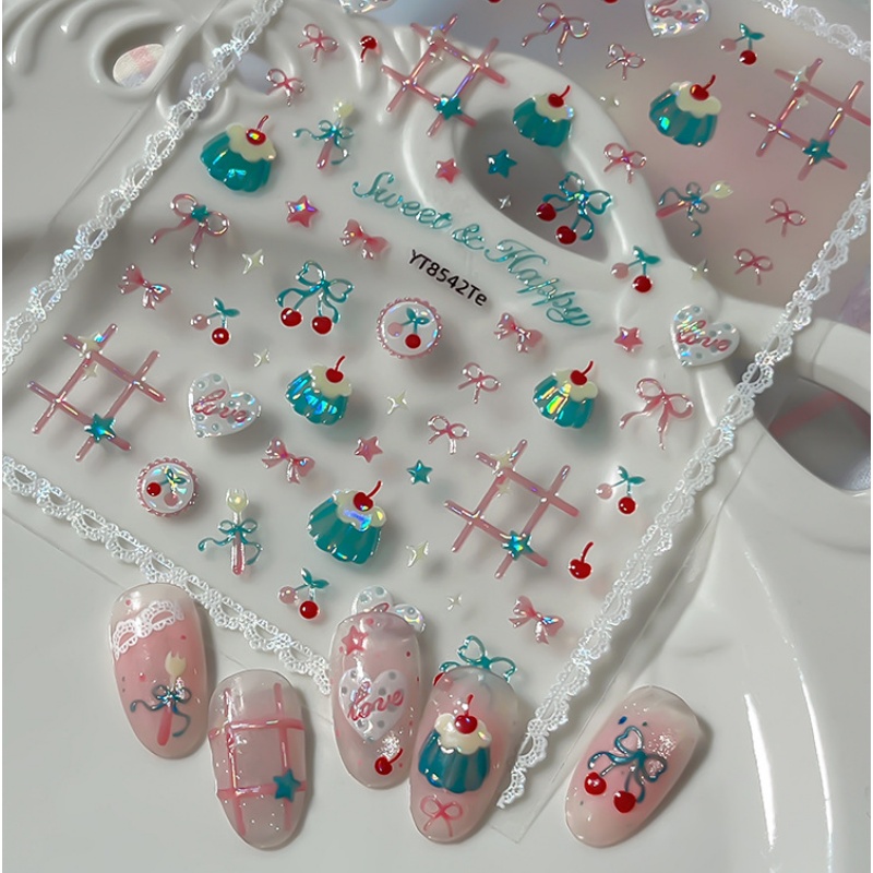 Nail Art Red Cherry - 1 stuk schattige rode kersen nagelstickers,