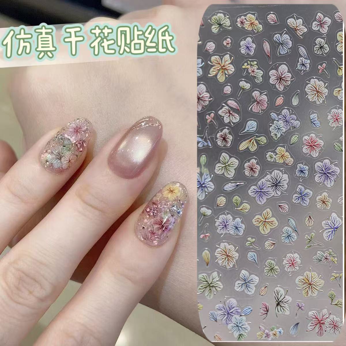 Nail Art Ombre Glitter - Virusvrije gedroogde bloemen nagelkunst stickers 1