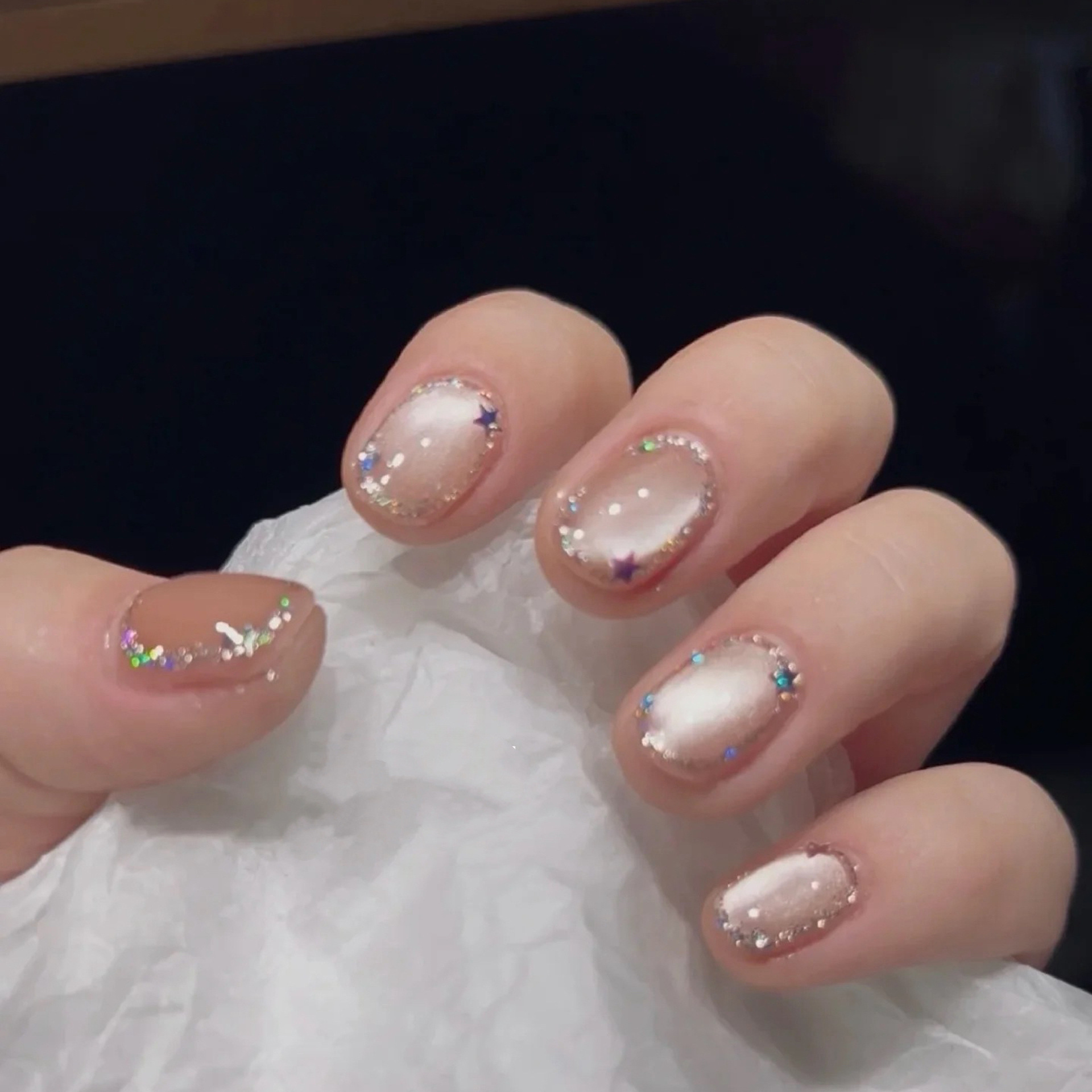 Nail Art Full Cat Eye - 10st handgemaakte korte druk op nagels