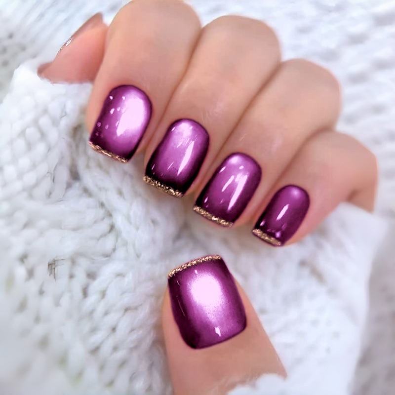 Nail Art Full Cat Eye - Korte vierkante nepnagels voor dames en