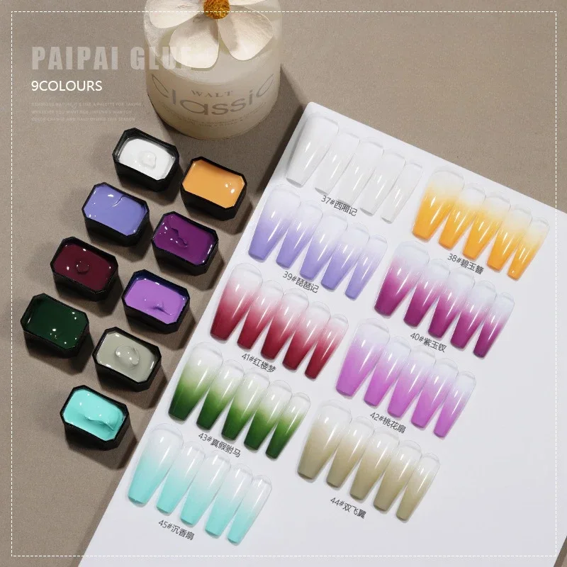 Nail Art Ombre Glitter - 9 Kleuren/Doos Pat Ombre Gel Nagellak