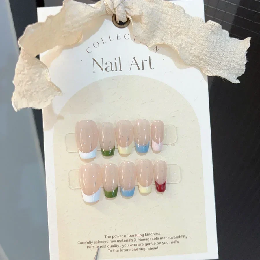 Nail Art Pink - 10 stks Eenvoudige doodskist Franse Nepnagels