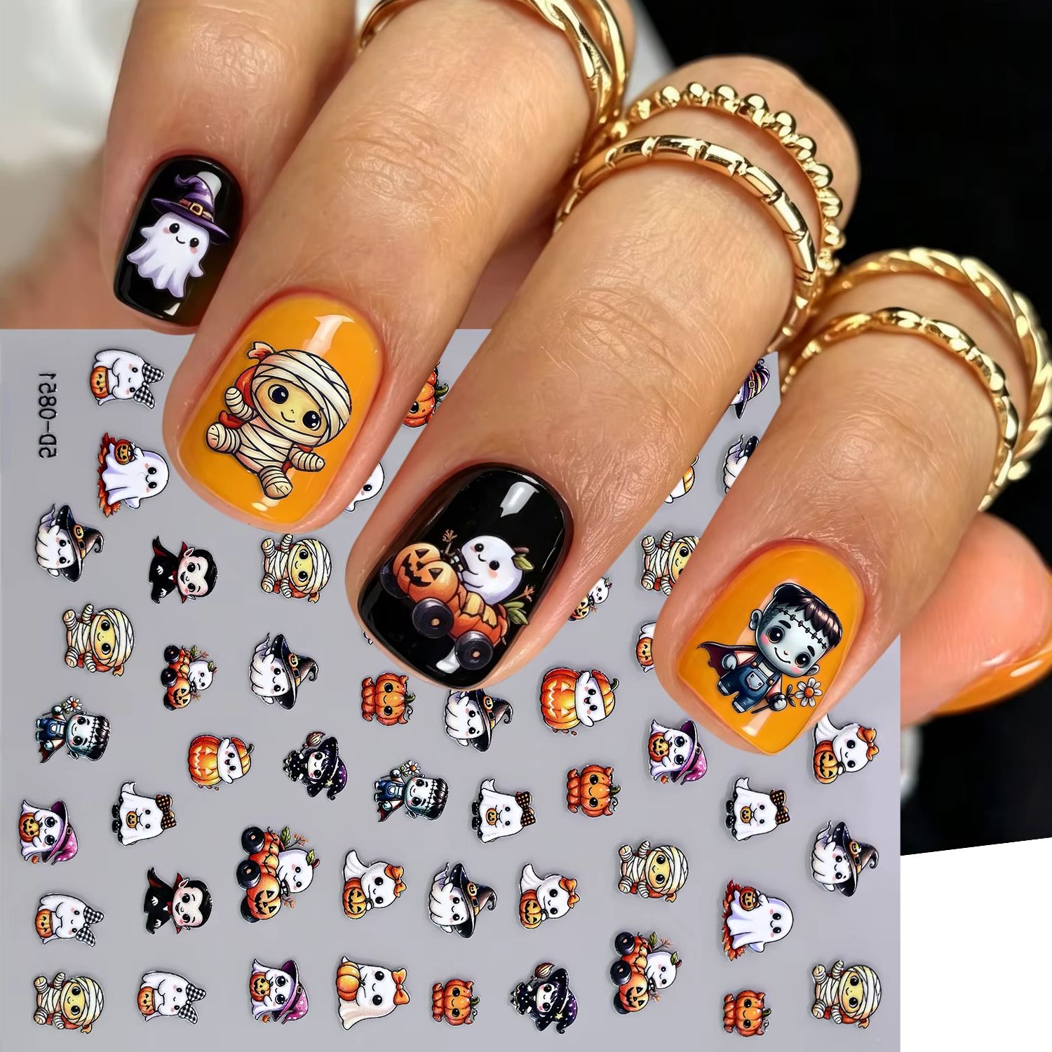 Nail Art Vampire - 5D reliëf Halloween nagelkunst stickers schattige