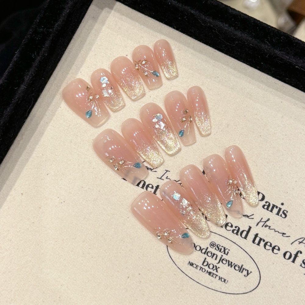 Nail Art Full Cat Eye - Handgemaakte naakt pers op nagels Luxe