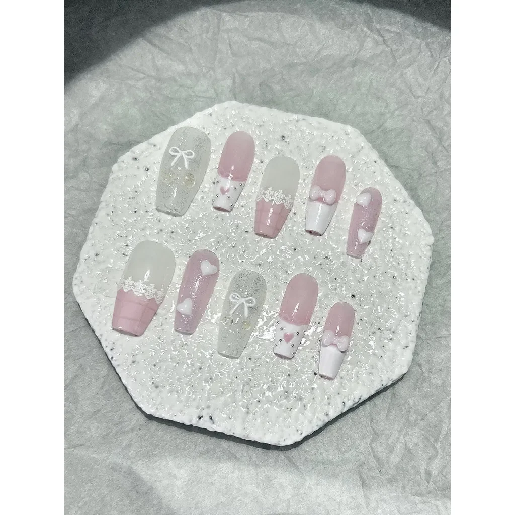10st roze strik liefde kant Fr - Nail Art Pink recensie en prijs
