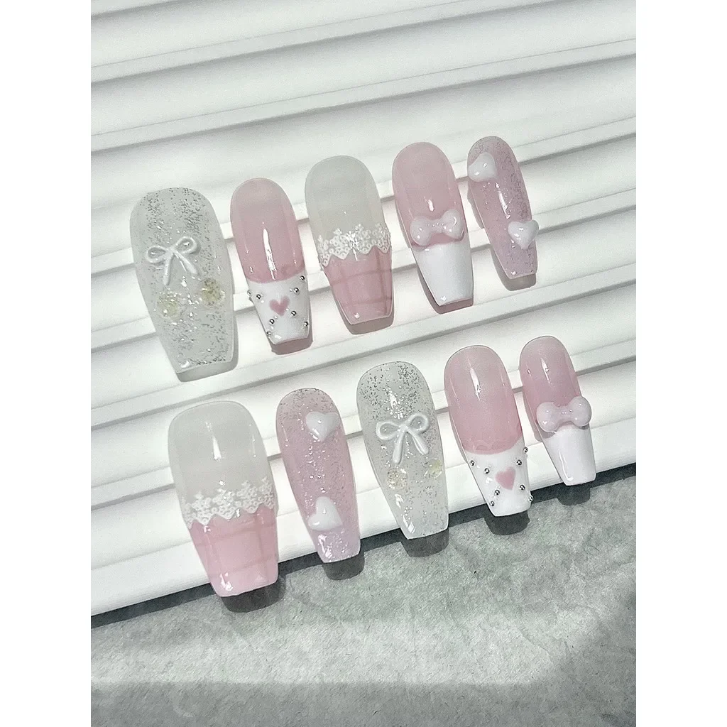 10st roze strik liefde kant Fr - Nail Art Pink recensie en prijs