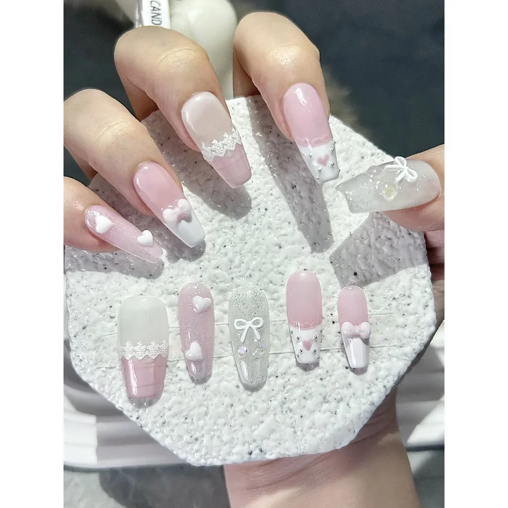 10st roze strik liefde kant Fr - Nail Art Pink recensie en prijs