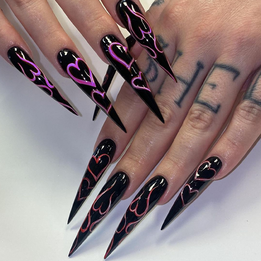 24 stuks lange stiletto kunstn - Nail Art Y2K recensie en prijs