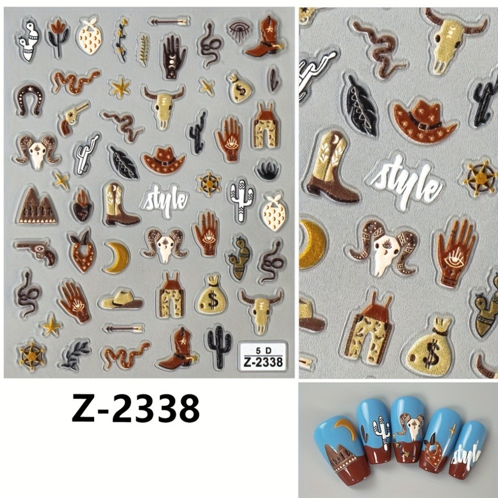 5D 3D reliëf bruine westerse c - Nail Art France recensie en prijs