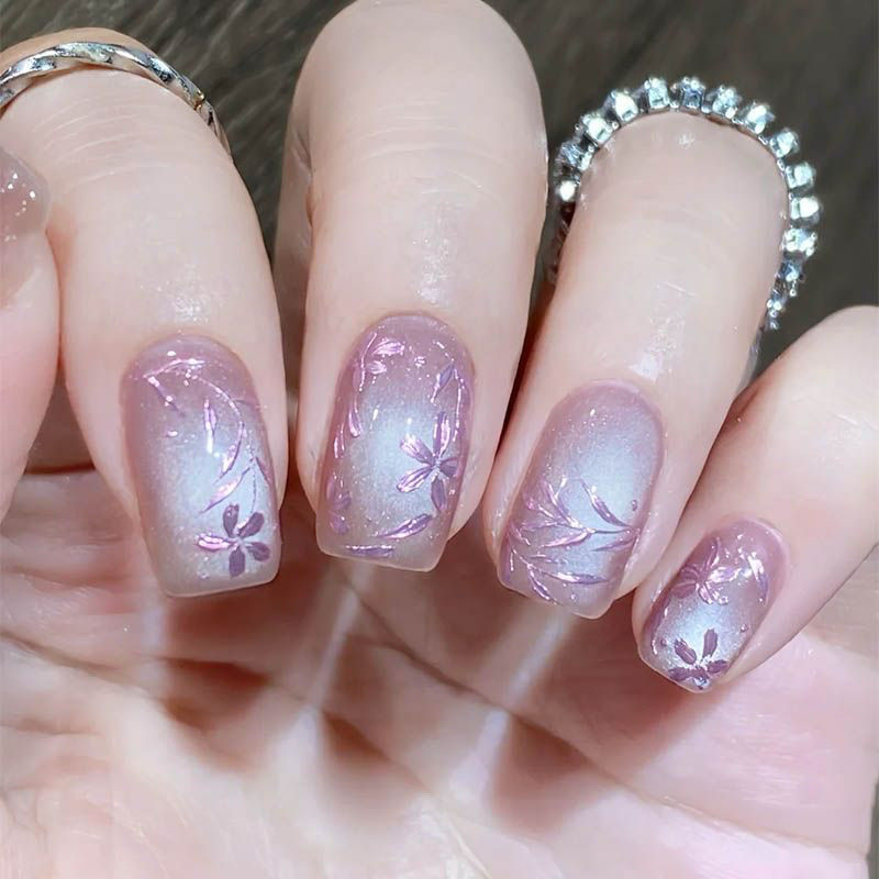 Nieuwe paarse emaille bloem ve - Nail Art Y2K recensie en prijs