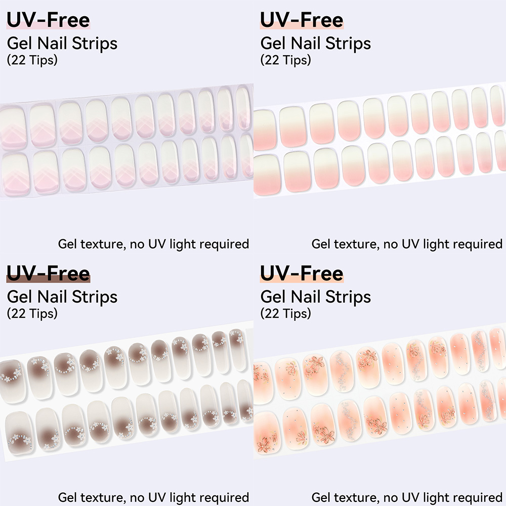 UV-vrije gel nagelstrips, 22 t - Nail Art Ombre Glitter recensie en prijs