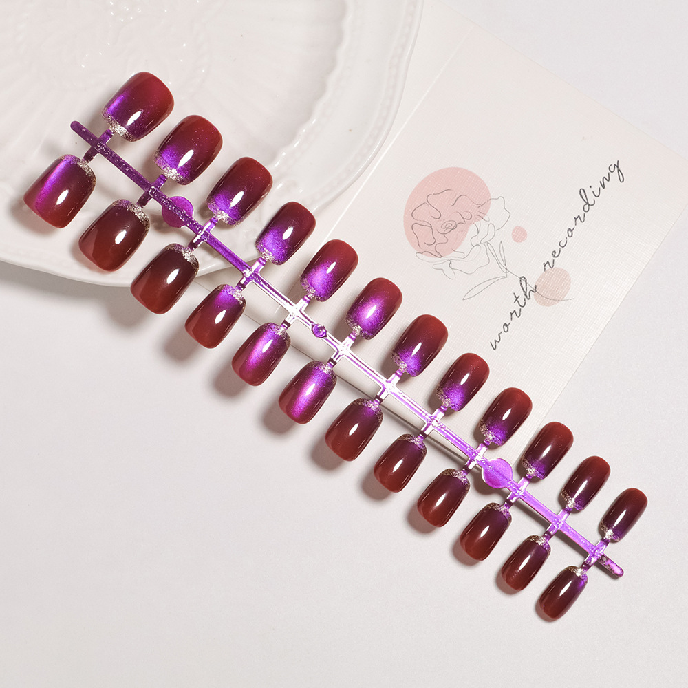 Korte vierkante nepnagels voor - Nail Art Full Cat Eye recensie en prijs