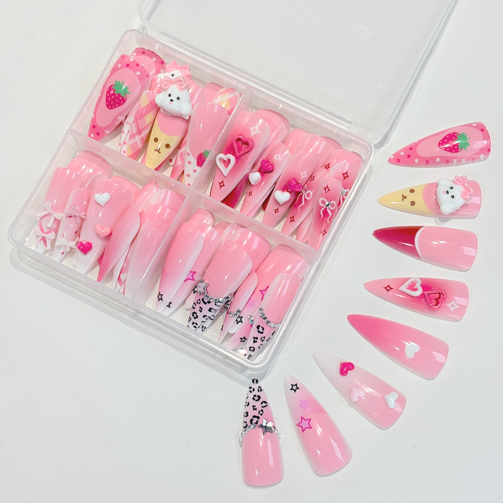 96 stuks roze lange stiletto o - Nail Art Y2K recensie en prijs
